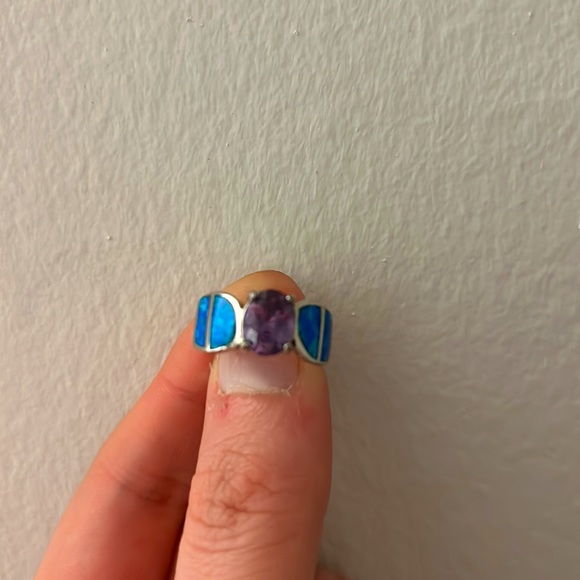 Amethyst & Opal Ring in T935 sterling silver - size 6.5 - Picture 5 of 5